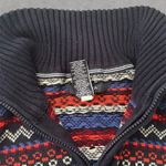 Nautica Vintage Navy Blue 1/4 Zip Pullover Sweater w/ Unique Pattern Photo 2