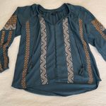 American Eagle  blue embroidered top tassel tie shirt S Photo 9