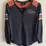 Harley Davidson Shirt‎ Womens Small Classic Colorblock Henley Long Sleeve Bling Photo 0