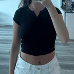 Aritzia Black Waffle Knit Baby Tee  Photo 0