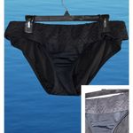 Alex Marie  Black Hipster Lace Waist Fold Swimsuit Bikini Bottoms M/L Photo 1