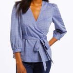 Draper James  Embroidered Dot Chambray Wrap Top Photo 0