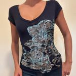 Y2k sequin hibiscus top super Blue Size XS Photo 4