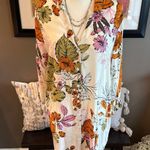 Cupshe Cream w/ Tropical Floral Button-Down Shirt Dress Swim Cover Up Size Small Photo 2