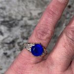Brilliant Blue & CZ Diamond Pinky Ring from Thailand (hallmarked) Gold Size 6 Photo 0