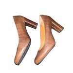 Clarks Indigo Women 8.5 Textured Brown Leather 3 1/4" Block Heel Business Pumps Photo 3