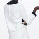 ZARA Tweed Weave Blazer Jacket W/ Bejeweled Buttons White NEW Photo 11