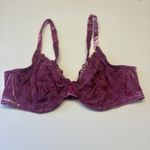 Cacique Unlined Pink Lace Sequin Velvet Seriously Sexy Underwire Bra Size 40B Photo 3