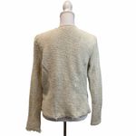 Drew  Gray & Cream Raw Hem Small Open Cardigan Sweater Photo 5