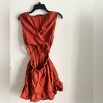 ZARA  Rust Eyelet Cutout Dress Size M Sleeveless Summer Boho Ruffle Hem Photo 6