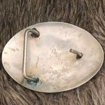 Vintage artist signed inlaid stone belt buckle Photo 1