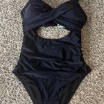 NWT Eomenie‎ Black One Piece Swimsuit Cut Our Timmy Back Size Small Photo 0