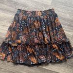Evereve Brown and Orange Ruffled Mini Skirt Medium Mesh Tiered Photo 1