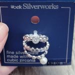 Belk NWT Fine Silver Plated Pearl/Heart/Round Band Ring Trio Set Photo 7