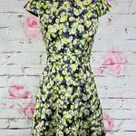J.Crew Women's Cap Sleeve Floral A-Line Dress Yellow Size 0 Photo 3