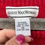 Vintage 90s August Max oversize VOLUP knit red holiday sweater beaded snowflakes Size 2X Photo 4