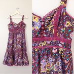 Betsey Johnson • vintage silk dress paisley midi retro 70s colorful lace peasant Photo 1