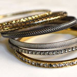 Source Unknown VTG Snazzy 6 Mixed Metal/Design/Crystal Gold/Silver Tone 5" Stackablel Bracelets Photo 0
