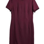 Austin Reed Burgundy High Neck Short Sleeve Worsted Wool Dress Vintage Size 10 Red Photo 0