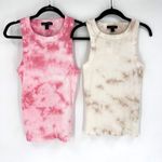 Banana Republic NWT  Ribbed Tank Tops Tie Dye Pink Tan Set Size S Grunge Punk Photo 0