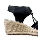 Eileen Fisher EUC  Leather Agnes Espadrille Wedge Sandals Black Size 8 Photo 2
