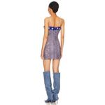 Danielle Guizio Mesh Crochet Knit Floral Bodycon Snakeskin Mini Dress Blue Large Photo 1