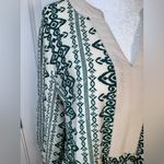 Figueroa & Flower Boho Cottagecore Tiered Midi Dress L — Cream & Teal Split Neck White Size L Photo 2