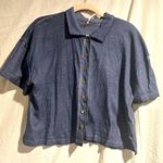 Free People  Cropped denim colored lightweight shirt size M oversized Photo 0