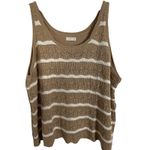 LC Lauren Conrad  Sweater Tank 4X Plus Pointelle‎ Knit Scoopneck Tan White Stripe Photo 2