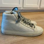 P448  Star White Zebra Embossed High Top Leather Sneaker Size 37/7 US Photo 0