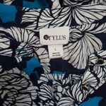Stylus blue floral button down blouse Size L Photo 3
