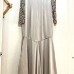 Theia Embellished Long Sleeve Satin Gown Size 12 Photo 5
