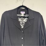 Soft Surroundings  Black Long Sleeve Button Down Shirt Womens L Lace Back Classic Photo 4