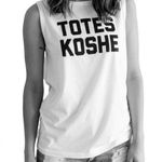 Unkosher Market TOTES KOSHE White Tank Top Black Graphic Size Large Photo 0