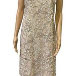 Jessica Howard Champagne Ribbon Floral Overlay Sleeveless Cocktail Dress Size 10 Photo 0