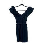 Hill House The Ana Nap Dress Mini V-Neck Poplin Black Size Small Elegant Photo 2