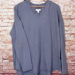 cupio  | Waffle Knit Scalloped Hem V-Neck Hoodie Photo 0