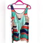 Black Bead  Mint & Orange Striped Bow Back Sleeveless Dress Womens Large Photo 2