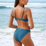 Berlook Blue Jacquard Knot Bikini Top & Jacquard V Cut Bikini bottom Size L Photo 2