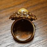 St. John 💕💕 Statement Cocktail Ring ~ Imitation Pearl Gold Jewels 8 NWOT Photo 7