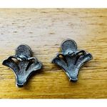 VTG Kjl For Avon Faux Marcasite Faux Pearl Floral Design Earring Set‎ Art Deco Silver Photo 4