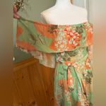 Vintage Leslie Fay Green and Orange Sleeveless Sundress Photo 3