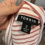Torrid Long Sleeve Button Down Stripe White Red Coastal Casual Beach Lounge 2X Photo 6