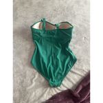 Kona Sol Women's  Textured Square Neck High Coverage One Piece Green Swimsuit~ Photo 2
