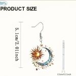 Women’s 2D Flat Bohemian Style Sun and Moon Pendant Dangle Earrings NWT Gold Photo 3