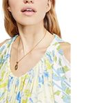 Free People ‎ Yellow Baja Babe Printed Cold Shoulder Short Sleeve Top Size XS Photo 3