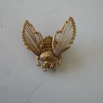 Monet Vintage Signed Gold Tone Bumble Bee Glossy Filigree Pin Brooch MCM 60s Bug Photo 1