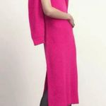 ZARA Pink Sleeveless Turtleneck Waffle Chunky Knit Midi Bodycon Sweater Dress S Photo 9