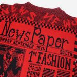 Vintage 80s Via l.A. Newspaper AOP Red Sweater Size M Photo 4