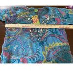 Resort Boho Cleopatra Beach Cover Up Vibrant Semi Sheer Small NWT Swimwear Blue Photo 5